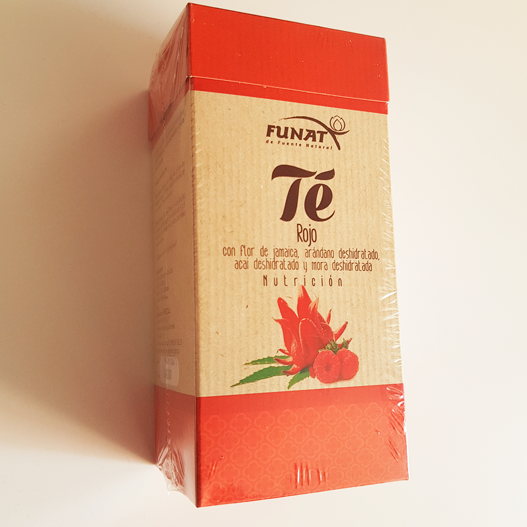 Té Rojo - con flor de Jamaica, arándano deshidratado y mora deshidratada.